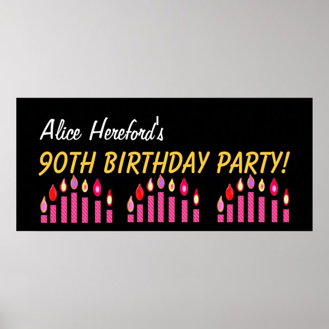 Poster Personnalisé 90e anniversaire ou toute année bougi (Devant)