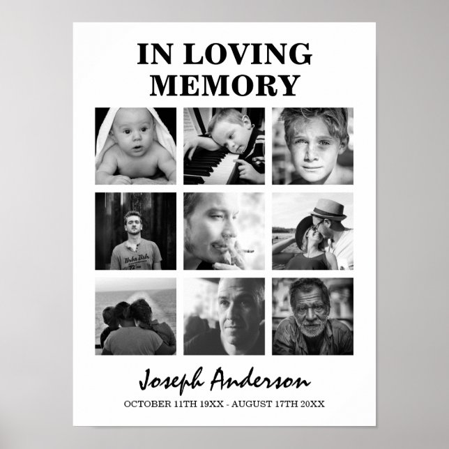 Poster Personnalisé 9 Photo Funérailles En Mémoire D'Amou (Devant)