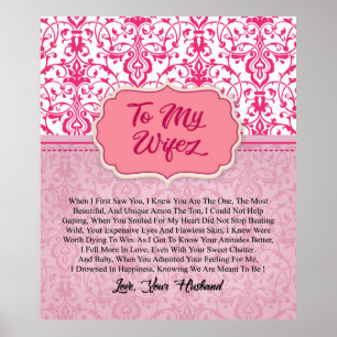 Poster Personnalisé À Ma Femme De Mari Cadeau