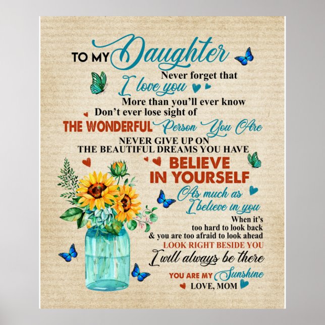 Poster Personnalisé À Ma Fille Amour De Maman (Devant)