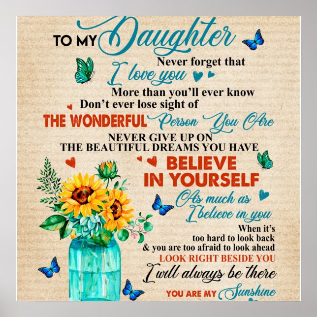 Poster Personnalisé À Ma Fille Amour De Maman Butterfl (Devant)