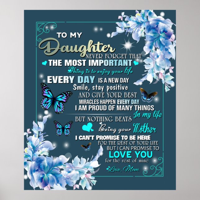 Poster Personnalisé À Ma Fille De Maman Papillon (Devant)