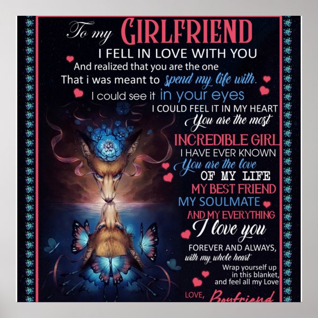 Poster Personnalisé À Ma Petite Amie Blanket Wolf, (Devant)