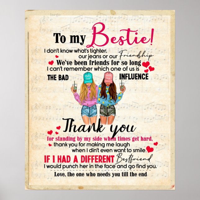 Poster Personnalisé À Mon Bestie, Don D'Amis Pour BFF (Devant)