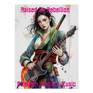 Poster Personnalisé Arc-en-ciel Guerrier Girl Guitarist A