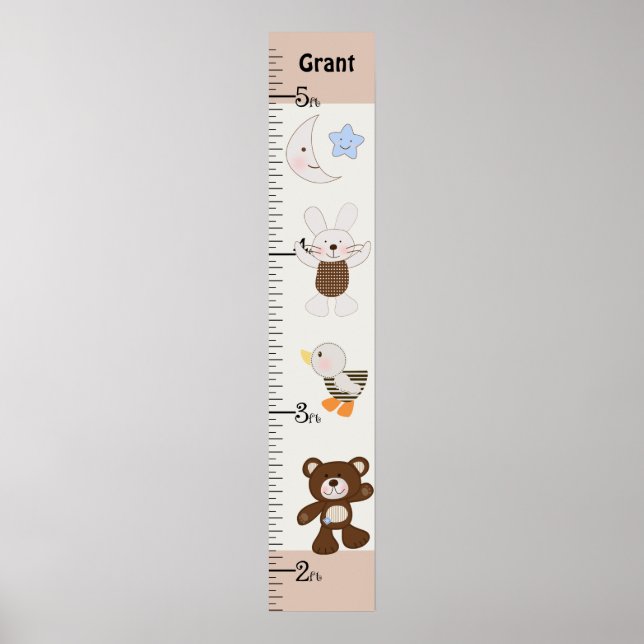 Poster Personnalisé B est pour Bear/Teddy Bear Growth Cha (Devant)