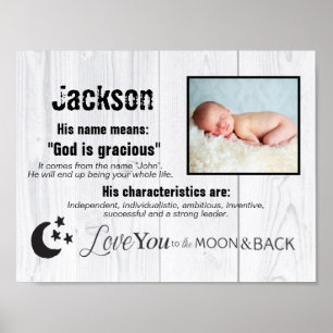 Poster Personnalisé Baby Boy Nom Photo Love You To Moon