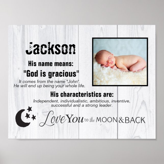 Poster Personnalisé Baby Boy Nom Photo Love You To Moon (Devant)