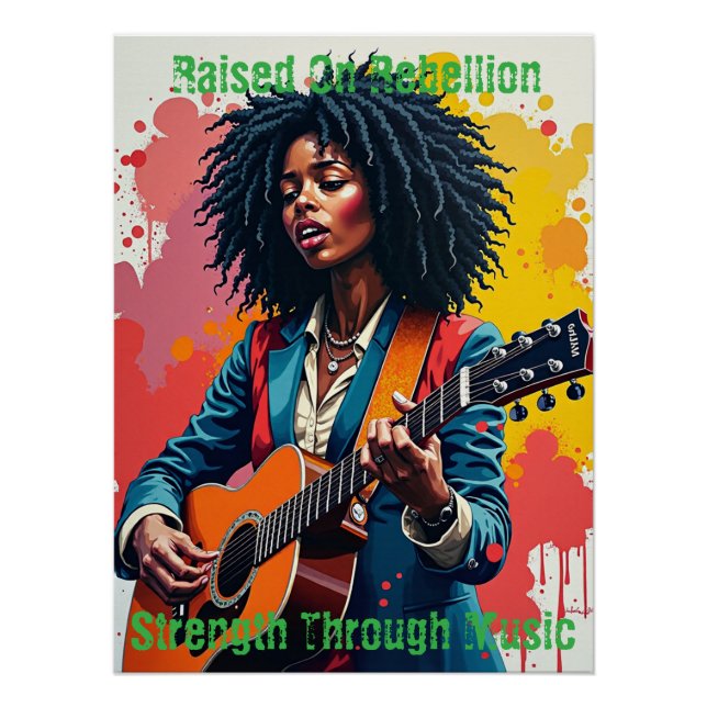 Poster Personnalisé Black Woman Guitarist Art Inspiration (Devant)