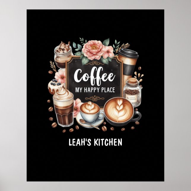 Poster ☕ Personnalisé Café Cuisine Café Café Café Joyeux  (Devant)