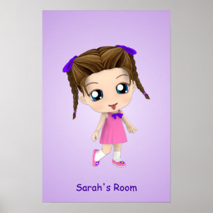 Poster personnalisé Chibi de la salle pour filles