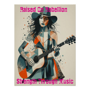 Poster Personnalisé Country Girl Guitarist Art Inspiratio