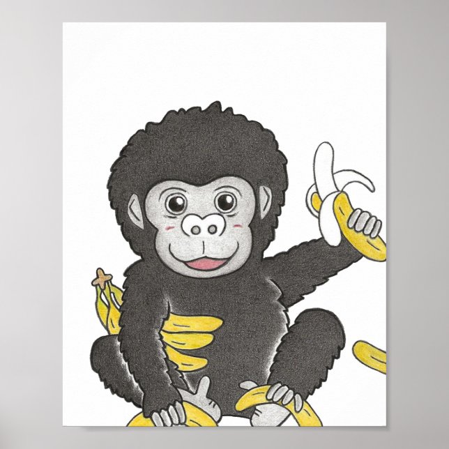 Poster personnalisé de bébé gorille animal pépiniè (Devant)