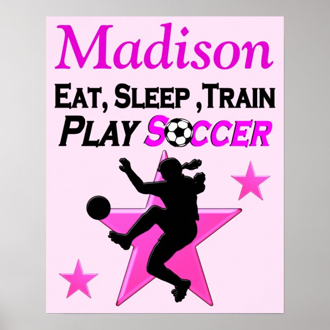 POSTER PERSONNALISÉ DE JOUEUR DE SOCCER ROSE (Devant)