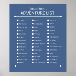 Poster personnalisé de la liste d'aventure du coup