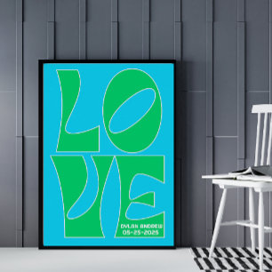 Poster personnalisé de la Nursery LOVE en bleu et 