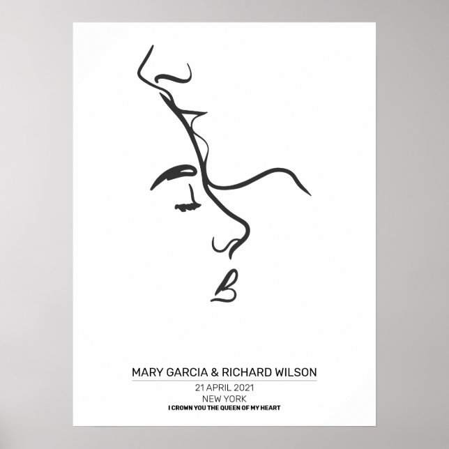 Poster personnalisé de l'art en ligne de couple (Devant)