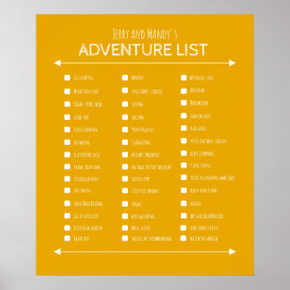 Poster personnalisé de liste d'aventures pour coup