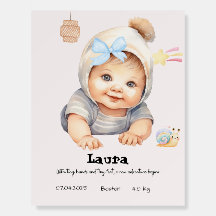 Poster personnalisé de naissance de bébé - adorabl