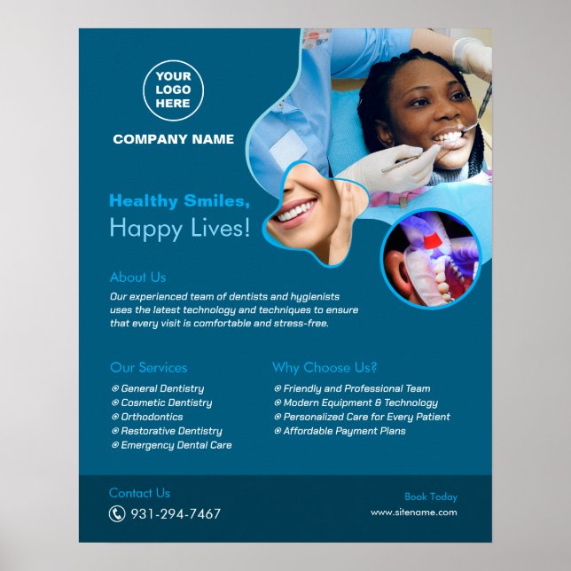 Poster personnalisé des services dentaires (Devant)