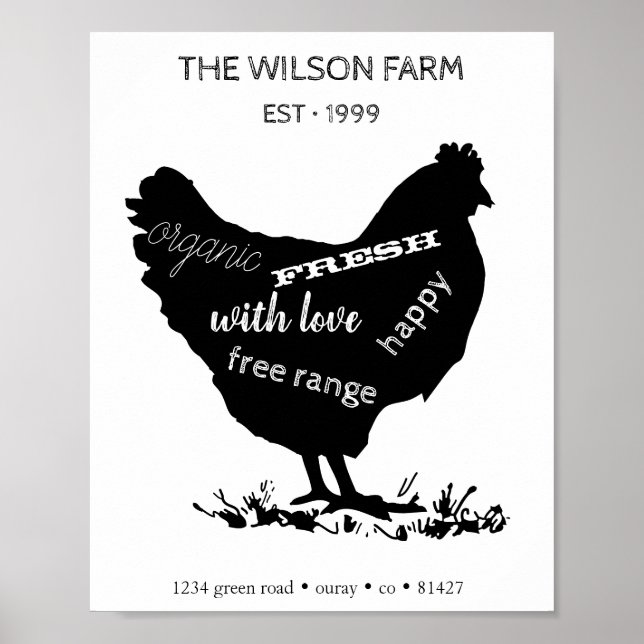 Poster personnalisé ⎢ élevage de poulets (Devant)