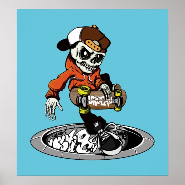Poster personnalisé en couleur Zombie Skater (Devant)