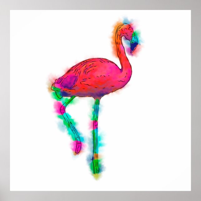 Poster personnalisé étape Flamant rose Abstrait (Devant)