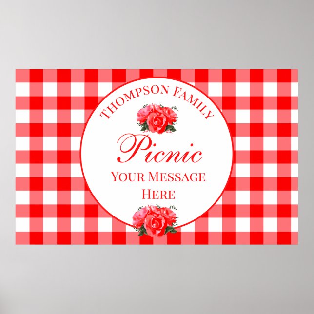 Poster personnalisé Été Pique-nique Rouge En vichy (Devant)