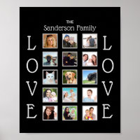 Personnalisé Famille 15 Photo Collage Love Black
