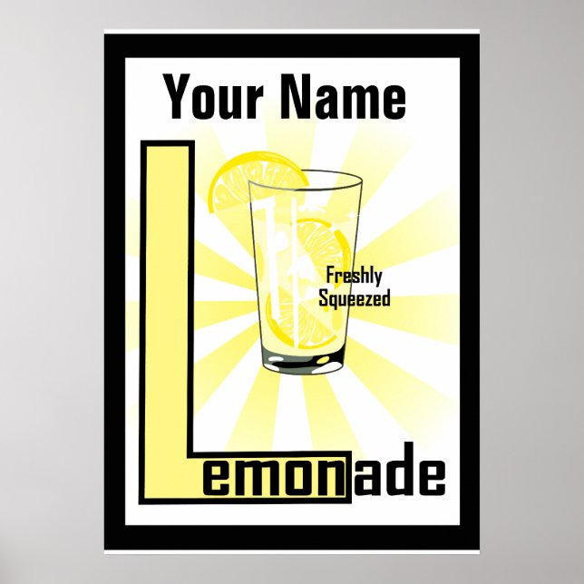 Poster Personnalisé Fraîchement Pressé De Lémonade (Devant)