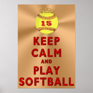 Poster Personnalisé GARDER CALME ET JOUER SOFTBALL Affich