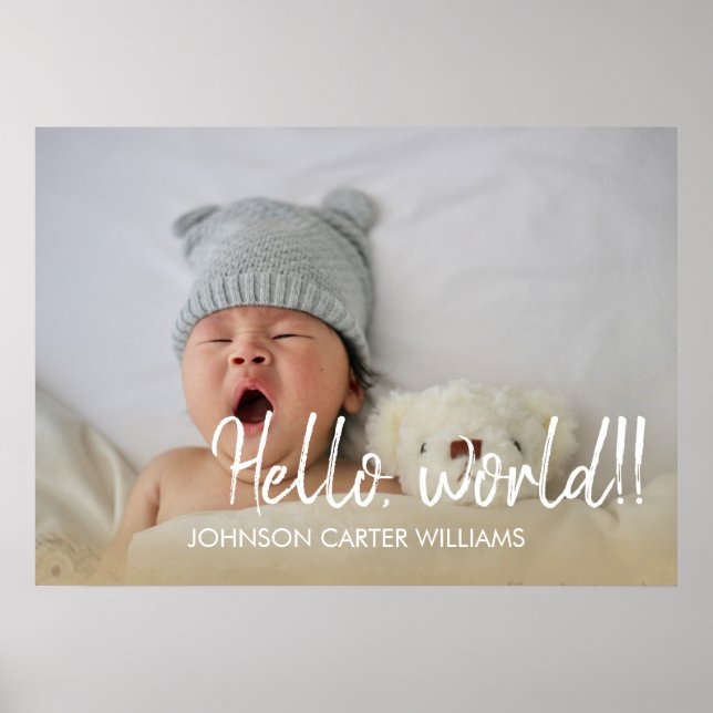Poster Personnalisé Hello World Script Baby Photo (Devant)