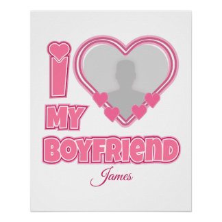 Poster Personnalisé J'aime mon petit ami – Ajouter une ph