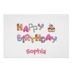 Poster Personnalisé Joyeux Anniversaire Traite Mur coloré