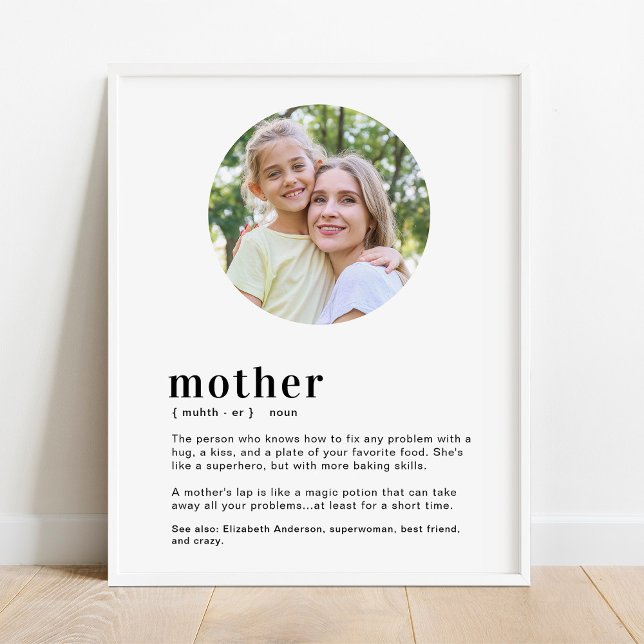 Poster Personnalisé Maman, Mère Définition Fête des Mères (Créateur téléchargé)