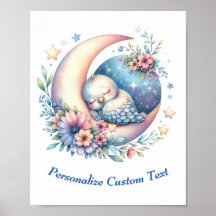 Personnalisé mignon bébé oiseau dormant sur la lun
