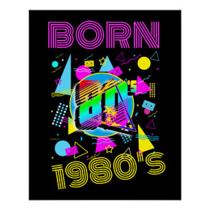 Poster Personnalisé Né Années 80 Rétro 80"s 