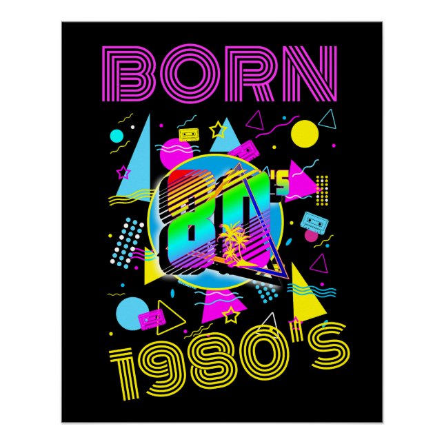 Poster Personnalisé Né dans les années 1980 Retro 80"s (Devant)