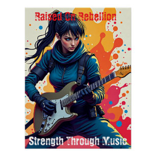 Poster Personnalisé Ninja Girl Guitarist Art Inspiration