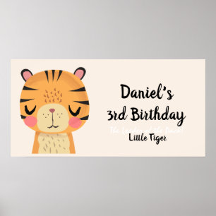 Poster Personnalisé Nom & Anniversaire mignon Tigre Carto