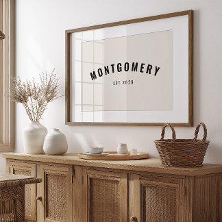 Poster Personnalisé Nom Est Date Famille Cadeau Idée Art