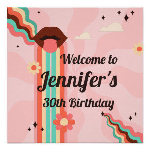 Poster Personnalisé Nom, Funky Super Anniversaire