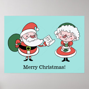 Poster personnalisé père Noël & Mme Claus