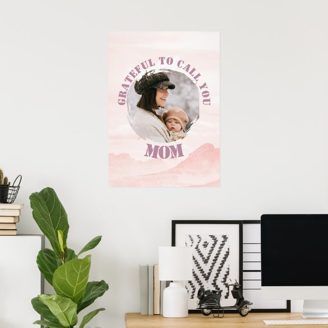 Poster personnalisé rose pour maman (Bureau à domicile)