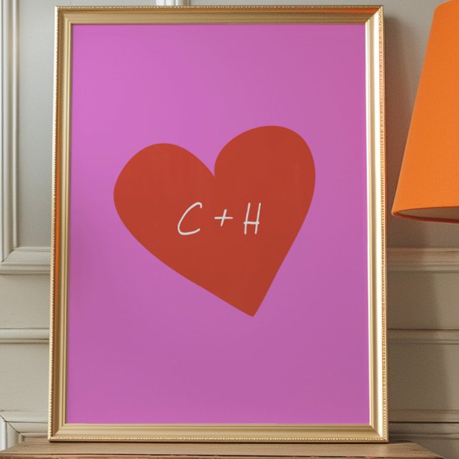 Poster Personnalisé Rose Rouge Coeur Aimer Couples Initia (Créateur téléchargé)
