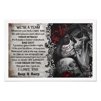 Poster personnalisé Rose Sugar Skull Couple sur me