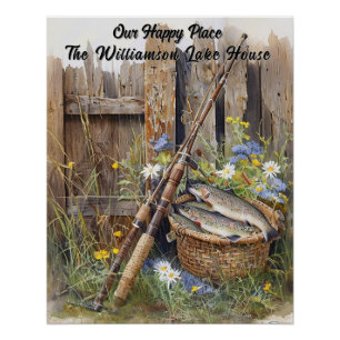 Poster Personnalisé Rustic Lake House Cabine de pêche