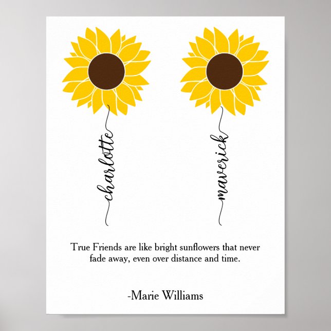 Poster Personnalisé Sunflower Friend Meilleur Ami Cadeau (Devant)