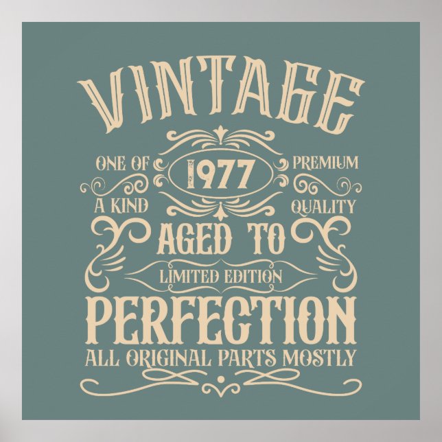 Poster Personnalisé vintage anniversaire whiskey étiquett (Devant)