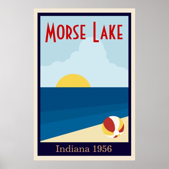 Poster personnalisé Vintage lac ou plage (Devant)